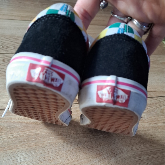 Vans old skool lace rainbow checker sneakers kids size 2 - Picture 6 of 6